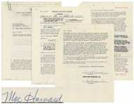 Moe Howard Signed Agreement From January 1963 for The Three Stooges to Appear on The Ed Sullivan Show -- Also Initialed Several Times by Moe -- 6pp. Measures 8.5 x 11, Plus Rider -- Very Good